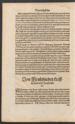 Von Menschlichen kräfften/ und vom Freien willen.