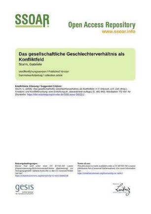 Das gesellschaftliche Geschlechterverhältnis als Konfliktfeld