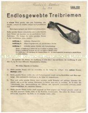 Endlos gewebte Treibriemen
