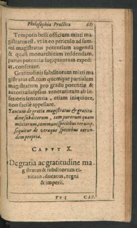 Caput X. De gratia ac gratitudine magistratus & subditorum civitatis, ducatibus, regni & imperii.
