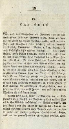 IX. Egoismus