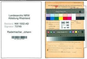 Entnazifizierung Johann Radermacher, geb. 18.02.1899 (Revisor)