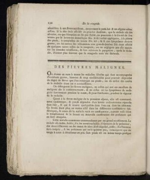 Des Fievres Malignes.