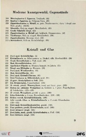 Kristall und Glas (Nr. 216-264)
