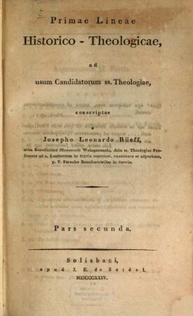 Primae Lineae historico-theologicae, 2. (1824)