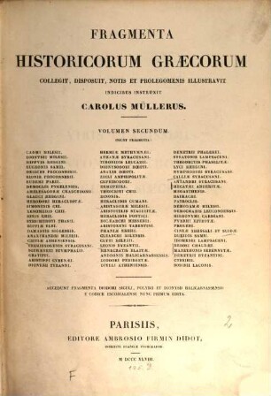 Fragmenta historicorum Graecorum : Apollodori bibliotheca cum fragmentis. 2