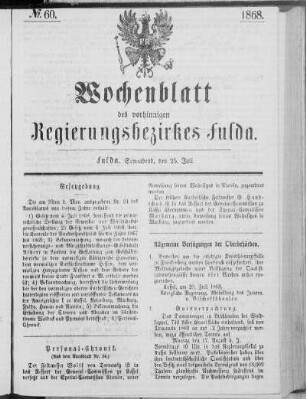 No. 60., Ausgabe vom 25. Juli 1868