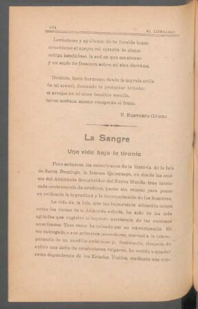 La sangre : Una vida bajo la tiranía