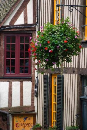 Frankreich. Basse Normandie. Orne. Domfront. Alte Haus Fassaden
