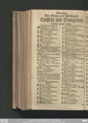 Anweisung Der Sonn- und Fest-Tages Episteln und Evangelien durchs gantze Jahr.