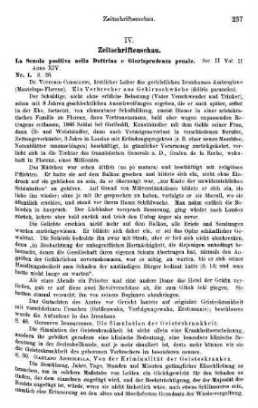 237-244, La Scuola positiva nella Dottrina e Giurisprudenza penale. Ser. II Vol. II Anno XIV