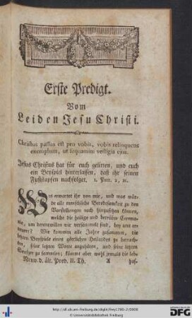 Erste Predigt. Vom Leiden Jesu Christi.