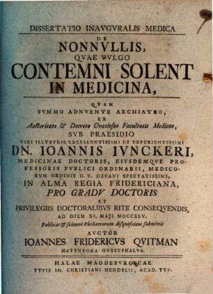 Diss. inaug. med. de nonnullis, quae vulgo contemni solent in medicina
