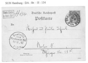 Postkarte an Richard und Paula Dehmel