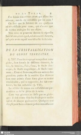 De la Cristallisation du Globe Terrestre