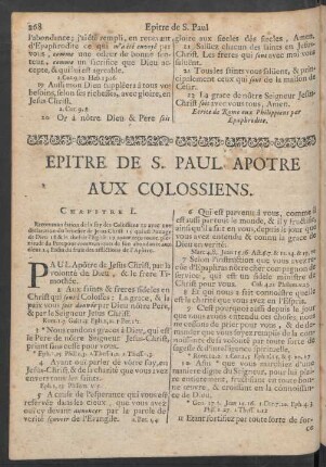 Epitre De S. Paul Apotre Aux Colossiens