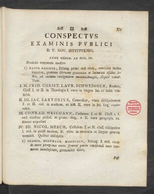 Conspectus Examinis Publici ...