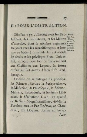 II.) Pour L'Instruction