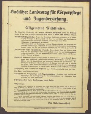 Richtlinien des Badischen Landestages für Körperpflege und Jugenderziehung