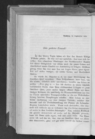 Hamburg, 26. September 1868. Sehr geehrter Freund!