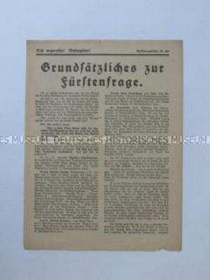 Konservatives Propagandaflugblatt gegen die Volksabstimmung über die Fürstenenteignung