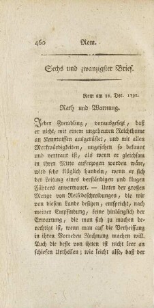 Sechs und zwanzigster Brief. Rom
