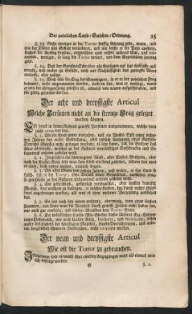 Der acht und dreyssigste Articul Welche Personen nicht an die strenge Frag geleget werden können.