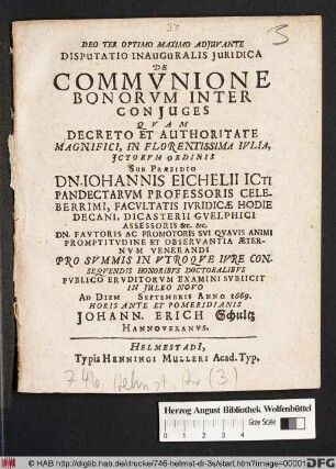 Disputatio Inauguralis Iuridica De Communione Bonorum Inter Coniuges