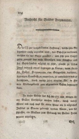 Nachricht für Brüder Freymaurer