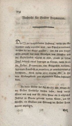 Nachricht für Brüder Freymaurer