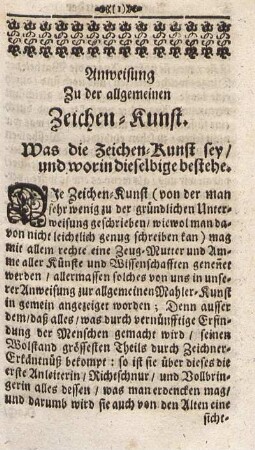 Was die Zeichen-Kunst sey, und worin dieselbige bestehe.