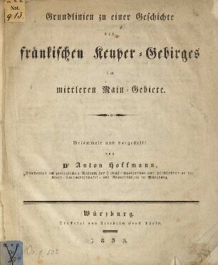 Grundlinien zu einer Geschichte des fränkischen Keuper-Gebirges im mittleren Main-Gebiete