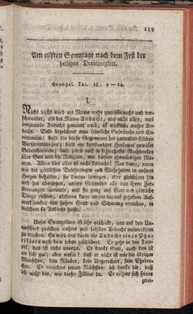 Am eilften Sonntage nach dem Fest der heiligen Dreieinigkeit