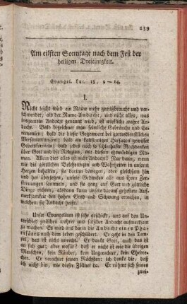 Am eilften Sonntage nach dem Fest der heiligen Dreieinigkeit