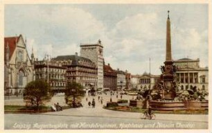 Leipzig: Augustusplatz mit Mendebrunnen, Hochhaus und Neuem Theater