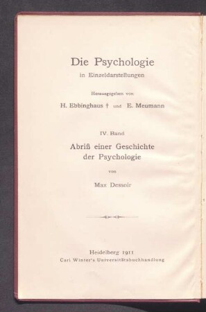 Abriß einer Geschichte der Psychologie