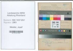 Entnazifizierung Josef Meister , geb. 10.08.1900 (Lehrer)