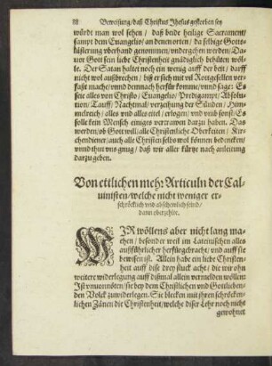 Von ettlichen mehr Articuln der Calvinisten/ welche nicht weniger erschröcklich und abschewlich seind/ dann oberzehlte.