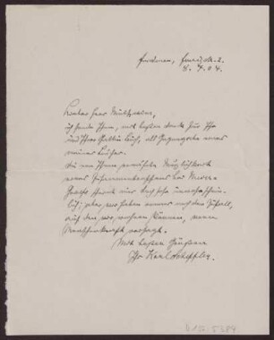 Schreiben an Hermann Muthesius (Brief)