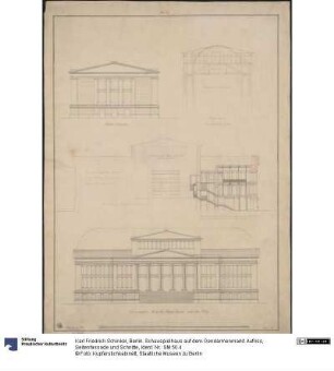 Berlin. Schauspielhaus auf dem Gendarmenmarkt. Aufriss, Seitenfassade und Schnitte