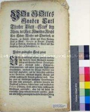 Polizeiordnung von Karl Theodor Kurfürst von Pfalz-Bayern