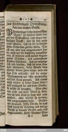 Zur Hochheiligen Drey-Einigkeit um wahre Busse.