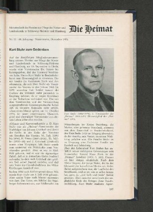 Nachruf: Kurt Stuhr zum Gedenken.