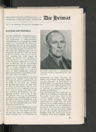 Nachruf: Kurt Stuhr zum Gedenken.