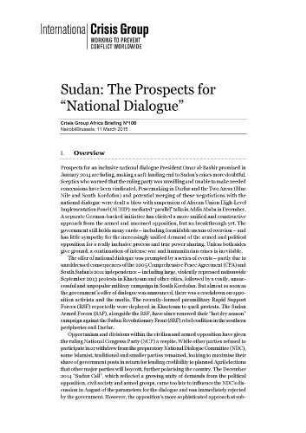 Sudan : the prospects for “national dialogue”