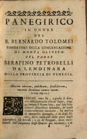 Raccolta Di Discorsi Panegirici Varj Di Soggetti più celebri dell'Ordine De' Minori Cappuccini, 3