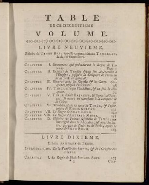 Table de ce Dix-Huitieme Volume.