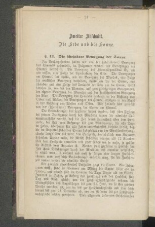 Zweiter Abschnitt. Die Erde und die Sonne.