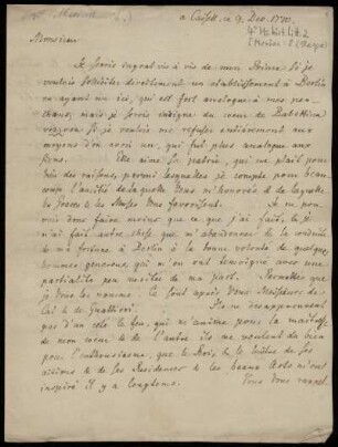 Brief von Rudolf Erich Raspe an Jean-Bernard Mérian