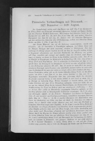 Preussische Verhandlungen mit Dänemark. - 1427 Dezember - 1428 August.